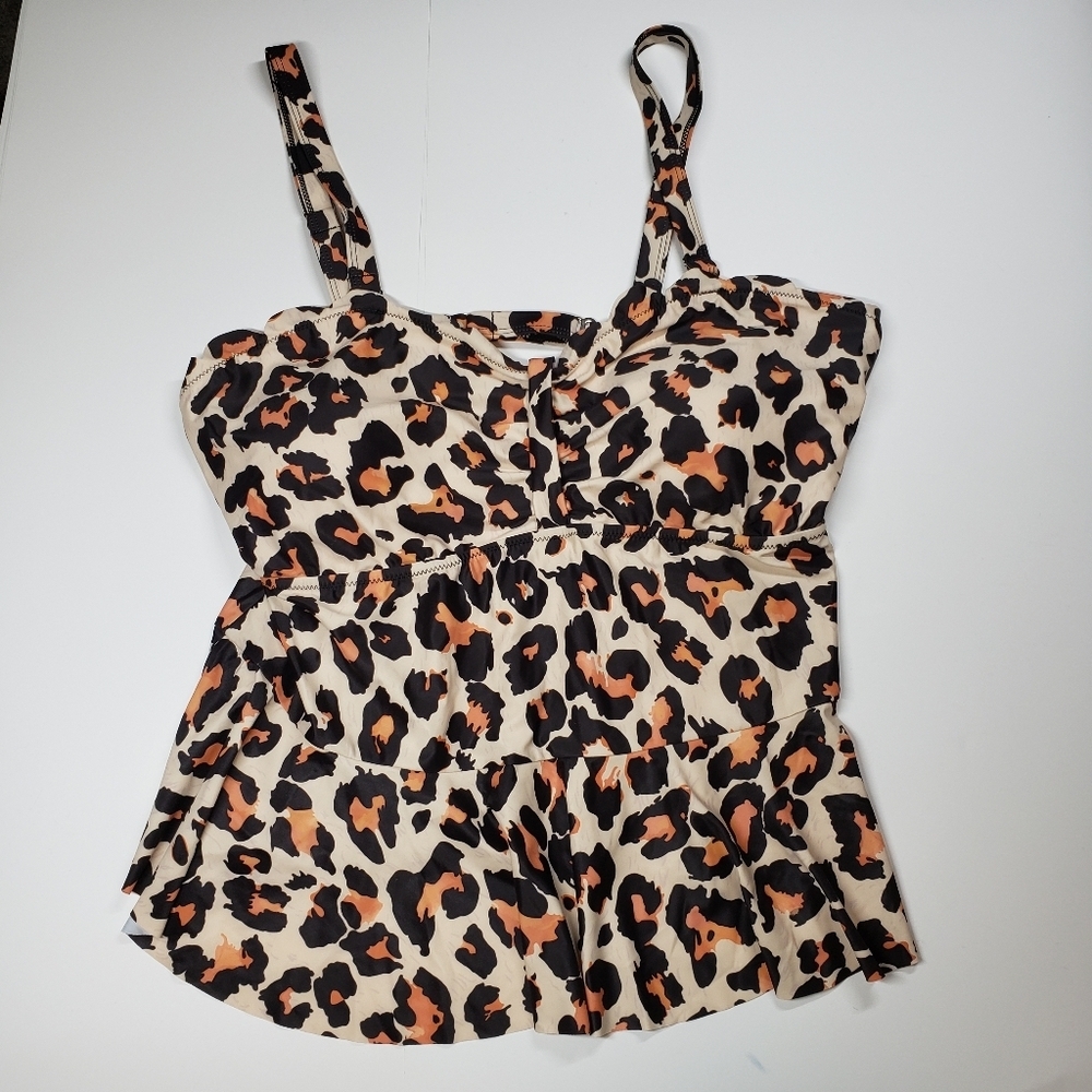Yonique tankini swim top leopard print size 20W NEW